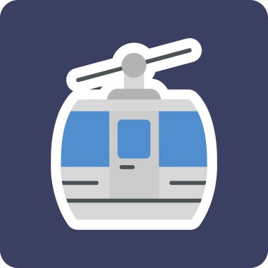 Kablo araba simgesi, vektör illüstrasyonu 