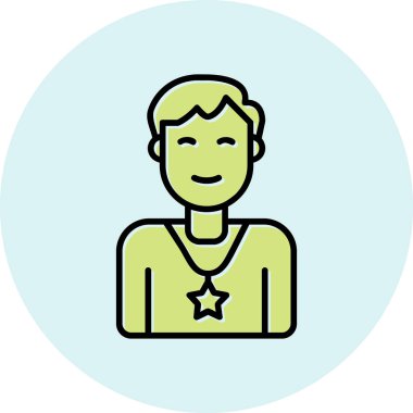 Yıldızlı erkek avatar. Web simgesi basit illüstrasyon 