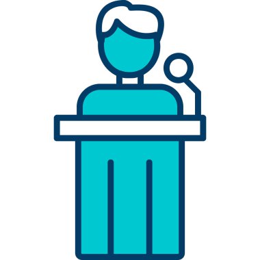 Siyaset ikonu. Web için basit bir konferans vektör simgesi çizimi