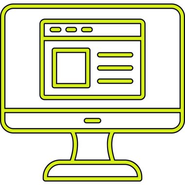 Web sitesi işareti, vektör illüstrasyonlu blog simgesi, bilgisayar ekranı