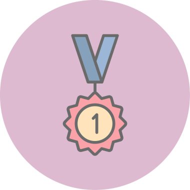 Kurdele ikon vektör illüstrasyonlu madalya 