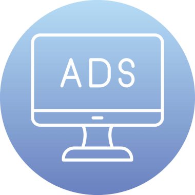 Web reklam simgesi, metin reklamları ile monitör, vektör illüstrasyonu