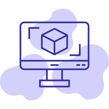 3D modelli bilgisayar ekranı, vektör illüstrasyonu