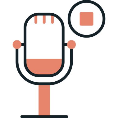 Podcast düz simgesini, vektör illüstrasyonunu durdur  