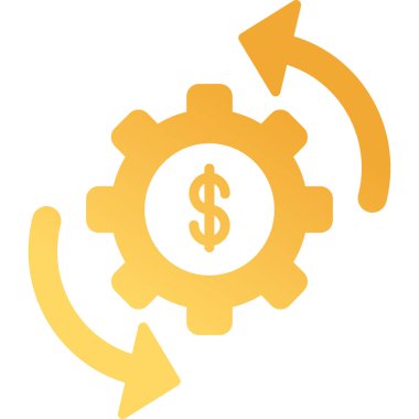 dişli ve dolar işareti web simgesi basit illüstrasyon