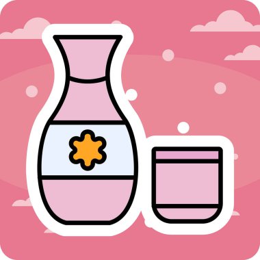 Kavanoz ikon vektör illüstrasyonunda alkol sakesi