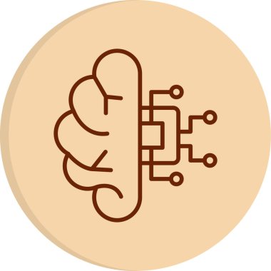 Makine Öğrenme Simgesi, Yapay Zeka düğmesi, vektör illüstrasyonu 