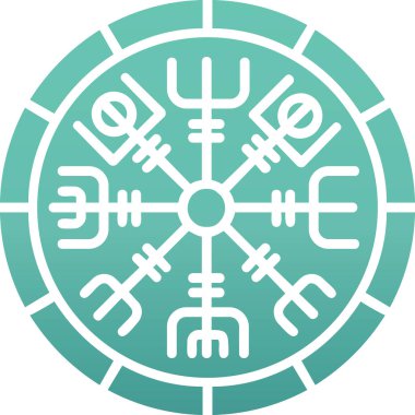 Vegvisir runik pusula simgesi, vektör illüstrasyonu.