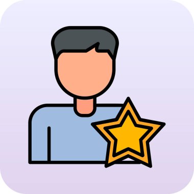 Yıldızlı adam, teşvikli ikon vektör illüstrasyonu