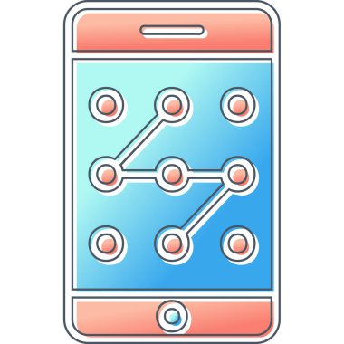 Mobil Desen Kilit simgesi, vektör illüstrasyonu