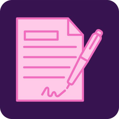 Sözleşme simgesi imzalama, basit vektör illüstrasyonu