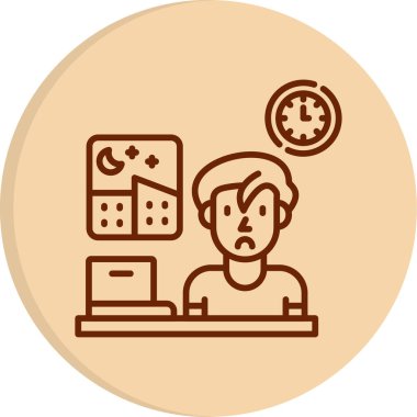 Fazla mesai web simgesi, vektör illüstrasyonu