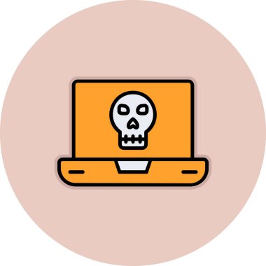 Laptop vektör çiziminde ölü kafatası simgesi