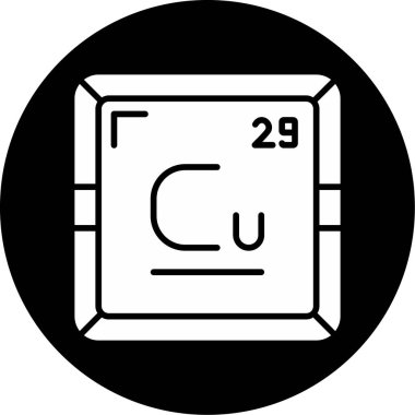 Bakır Cu kimyasal element simgesi. Periyodik tablonun kimyasal elementi. Atom numarası ile imzala 