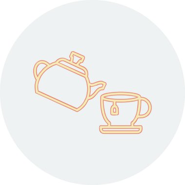 Çaydanlık ve çaydanlık ikon vektör çizimi