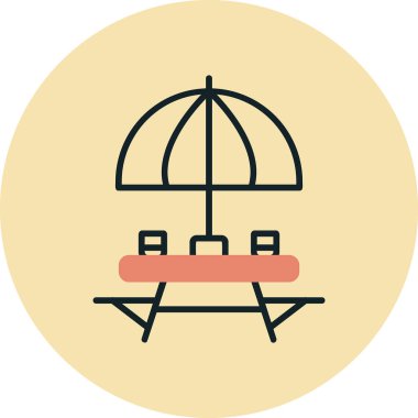 Sahildeki Açık Masa simgesinin vektör çizimi. 