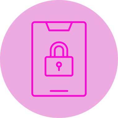 Kilit simgesine sahip akıllı telefon, vektör illüstrasyonu basit tasarım