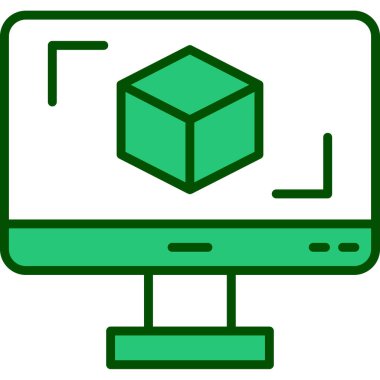 3D modelli bilgisayar ekranı, vektör illüstrasyonu