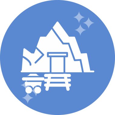 Taş mağara girişi. Taşlı madenin vektör illüstrasyonu