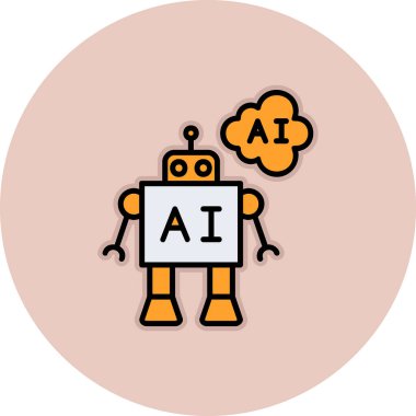 Yapay zeka. robot ikon vektör illüstrasyonu 