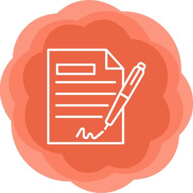 Sözleşme simgesi imzalama, basit vektör illüstrasyonu