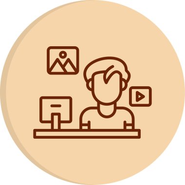 İş yeri. Web simgesi vektör illüstrasyonu