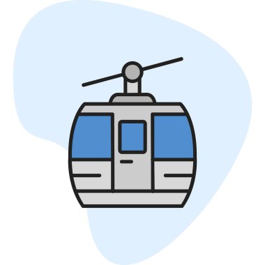 Kablo araba simgesi, vektör illüstrasyonu 