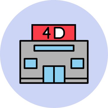 4d Sinema ikonu vektör illüstrasyonu