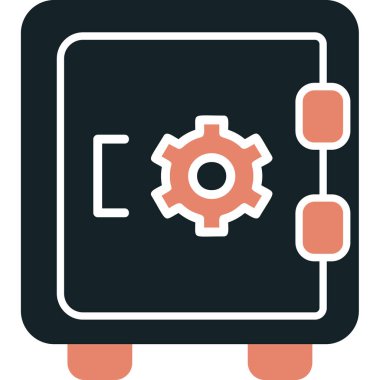 Dolap, güvenli, Vector Line Illustration. İş ve Finans simgesi.