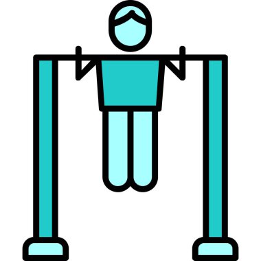 Çubuk Simgesini Aç, Çekme Egzersizi Yapan Kişi. Vektör İllüstrasyonu 