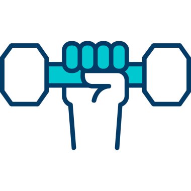 Dumbbell simgesi ile El 'in vektör illüstrasyonu 