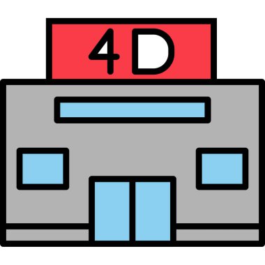 4d Sinema ikonu vektör illüstrasyonu
