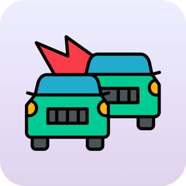 Araba kaza web simgesi, vektör çizim