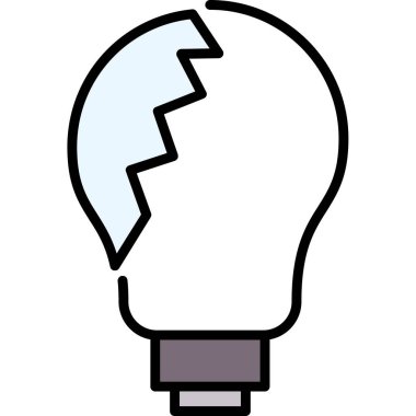 Kırık ampul simgesi, vektör illüstrasyonu