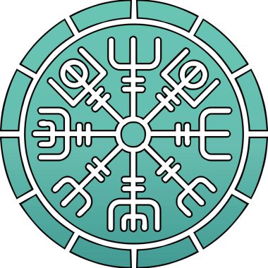 Vegvisir runik pusula simgesi, vektör illüstrasyonu.