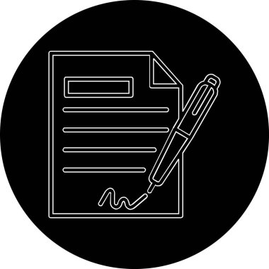 Sözleşme simgesi imzalama, basit vektör illüstrasyonu