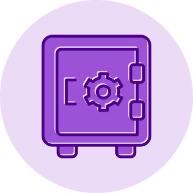 Dolap, güvenli, Vector Line Illustration. İş ve Finans simgesi.