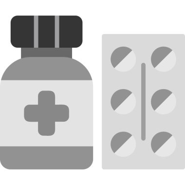 Haplı ilaç şişesi. Web simgesi basit illüstrasyon