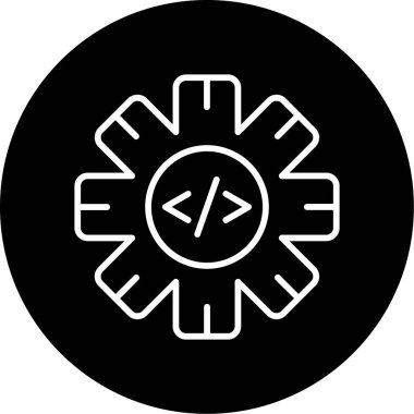 Simge kodlanıyor. Yazılım Geliştirme İşareti, Vektör İllüstrasyonu 