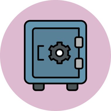 Dolap, güvenli, Vector Line Illustration. İş ve Finans simgesi.