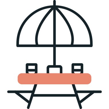 Sahildeki Açık Masa simgesinin vektör çizimi. 