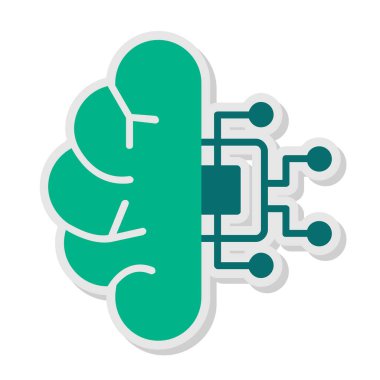 Makine Öğrenme Simgesi, Yapay Zeka düğmesi, vektör illüstrasyonu 