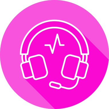 Mikrofon simgesi ve vektör illüstrasyonlu kulaklıklar