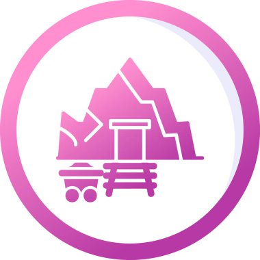 Taş mağara girişi. Taşlı madenin vektör illüstrasyonu