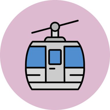 Kablo araba simgesi, vektör illüstrasyonu 