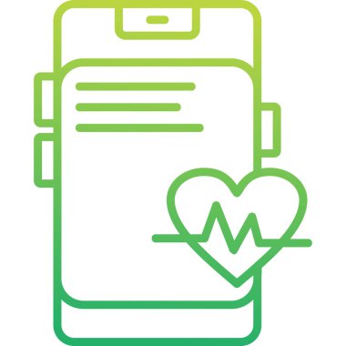 Ekranda kalp atış hızı simgesi olan akıllı aygıt, vektör, beyaz arkaplanda izole. Görüntü.