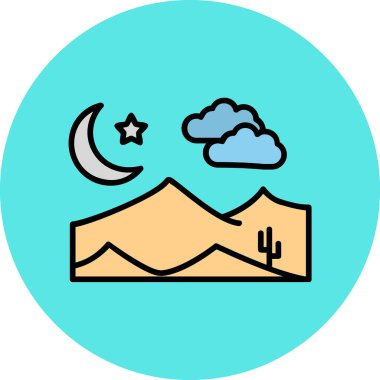 Dağdaki gece sahnesinin vektör illüstrasyonu 