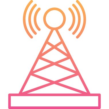 Uydu kulesi işaret çizgisi ağ simgesi, vektör illüstrasyonu