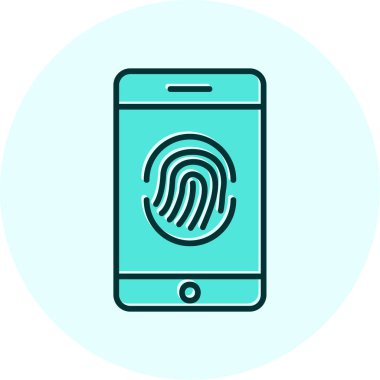 Parmak izi simgesi vektör çizelgesine sahip akıllı telefon