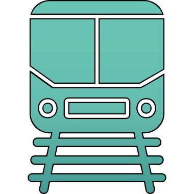 Demiryolu raylarındaki tren simgesi, vektör illüstrasyonu 